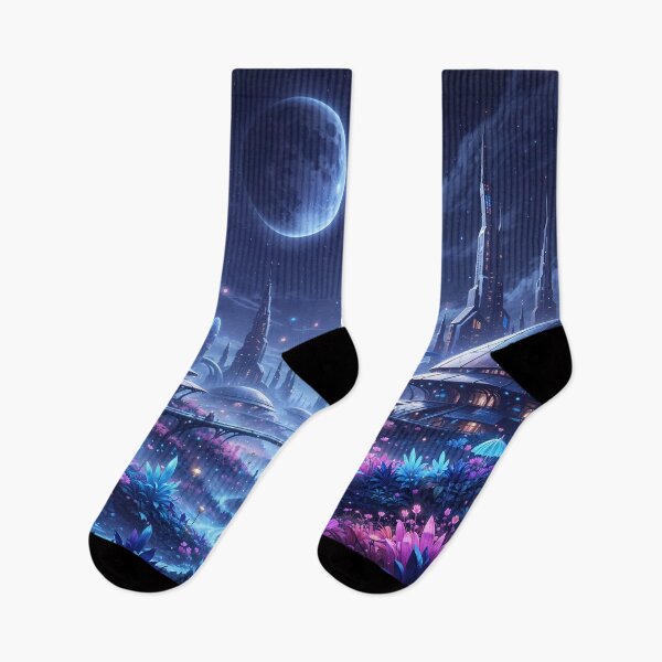 Item preview, Bioluminescent Alien Metropolis: Neon Galactic Garden designed and sold by KYOFRAME.