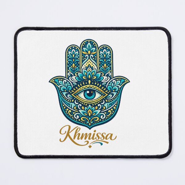 Item preview, Hamsa Hand T-Shirt | Evil Eye Protection | Blue Floral Mandala| Khmissa Script designed and sold by YASboutik.