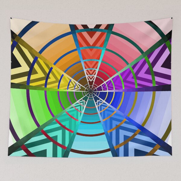 Aperçu de l'œuvre Les contraires s'attirent, abstraction géométrique, multicolore, art abstrait créée et vendue par DDJust4U.