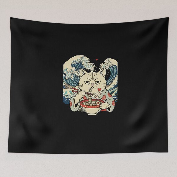 Item preview, Grumpy Ramen Love Cat – Japanese Valentine Ukiyo-e designed and sold by SWEET-TINAPAY.