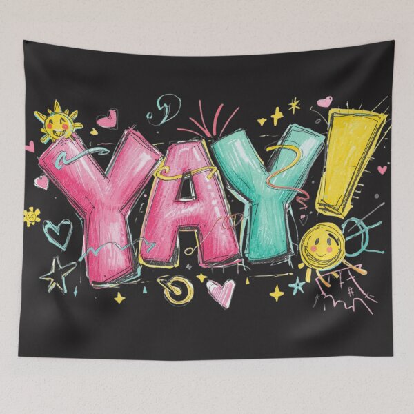 Item preview, YAY! Colorful positive phrase in a cheerful and creative lettering style designed and sold by All Creative Designer.
