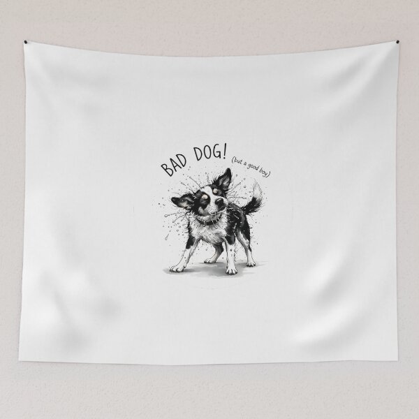 Item preview, Bad Dog Good Dog Sticker Sumi-e Ukiyo-e Watersplash ink Art designed and sold by blacksealstudio.