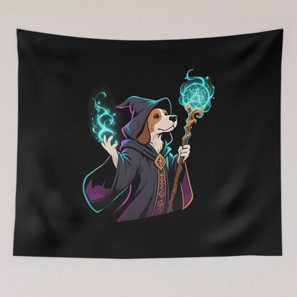 Item preview, rpg dog A magical dog wizard casting spells designed and sold by Uglyandcute.