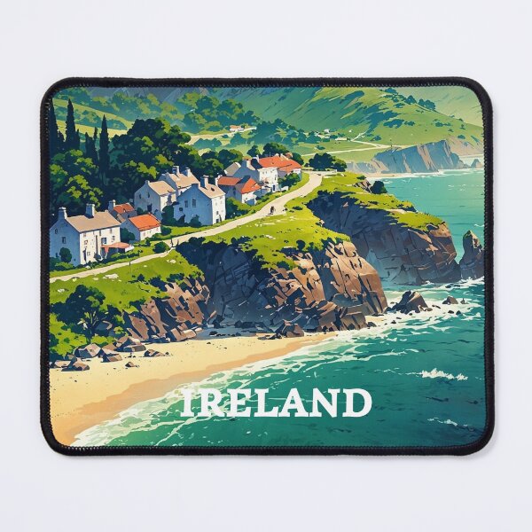Item preview, Ireland Coastal Village Vintage Travel Poster Art designed and sold by Innova_Creations.