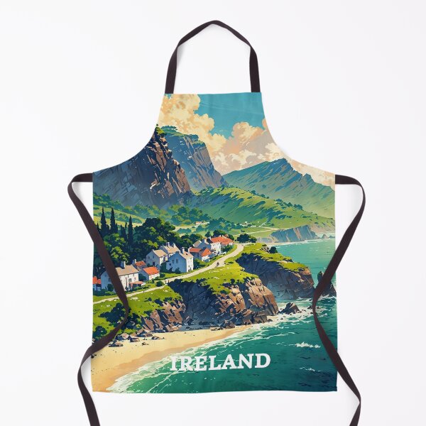 Item preview, Ireland Coastal Village Vintage Travel Poster Art designed and sold by Innova_Creations.