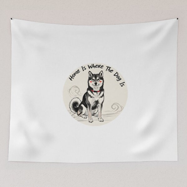 Item preview, Home Is Where The Dog Is Sticker Sumi-e Ukiyo-e Watersplash ink Art designed and sold by blacksealstudio.