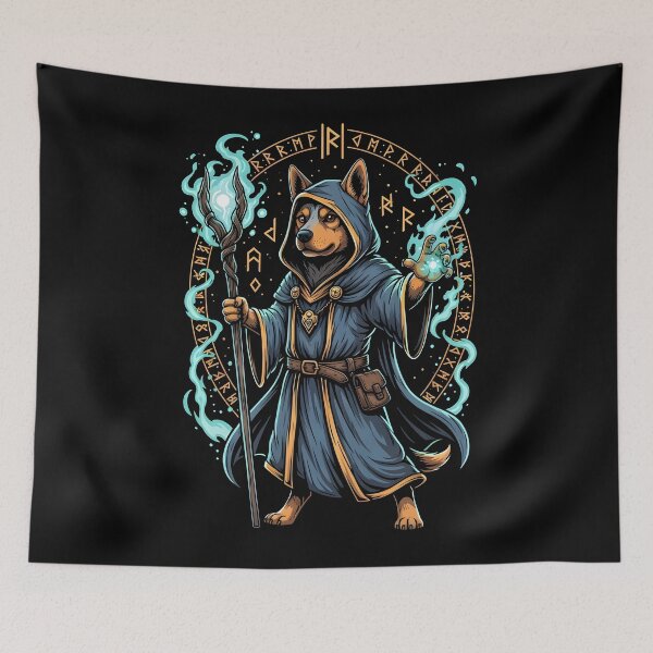 Item preview, rpg dog A magical dog wizard casting spells designed and sold by Uglyandcute.