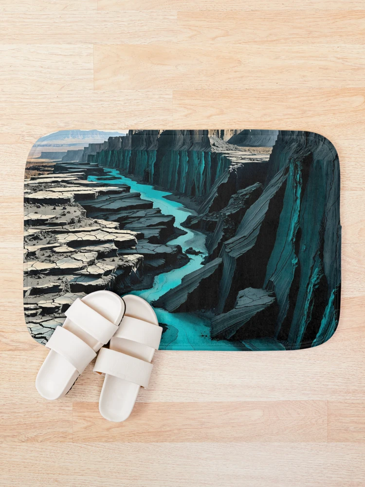 Thumbnail 1 of 6, Bath Mat, Turquoise Rift designed and sold by olusion.