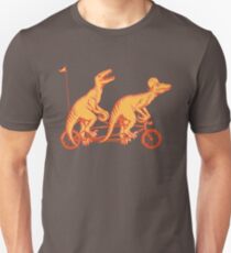 Cycling raptors on tandem bicycle Unisex T-Shirt