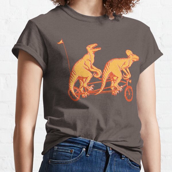 Cycling raptors on tandem bicycle T-shirt classique