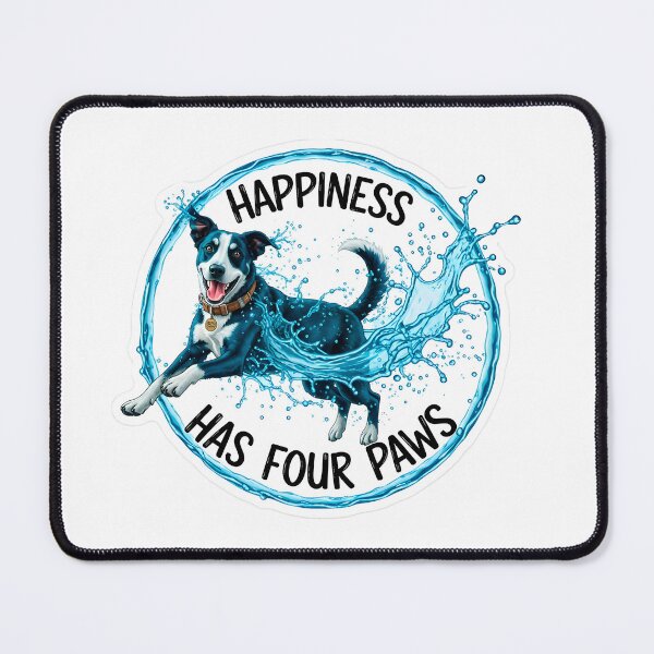 Item preview, Happiness Has Four Paws Dog Sticker Sumi-e Ukiyo-e Watersplash ink Art designed and sold by blacksealstudio.