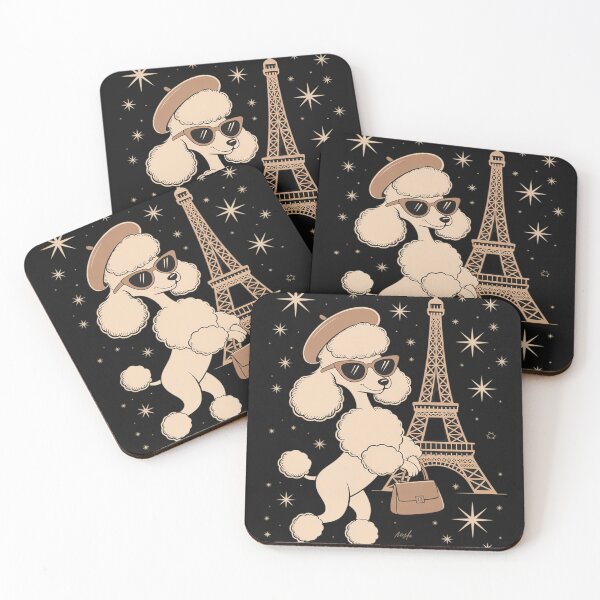 Item preview, Chic Poodle in Paris with Eiffel Tower – Vintage Dog Art designed and sold by tkhrbika.