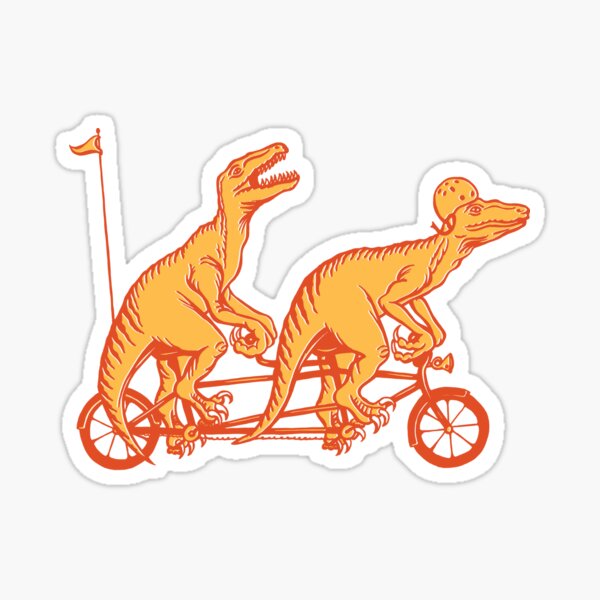 Cycling raptors on tandem bicycle Sticker