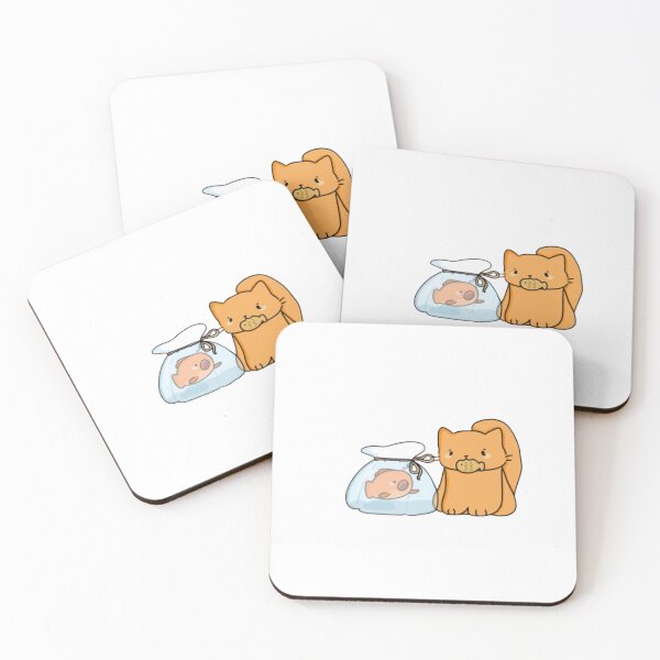 Item preview, Cat with Fish | Kawaii Cat | Cat Drawing Anime Japanese | Fish Bowl and Cat | Taiyaki Fish Cat designed and sold by designedwLUV.
