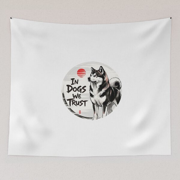 Item preview, In Dogs We Trust Sticker Sumi-e Ukiyo-e Watersplash ink Art designed and sold by blacksealstudio.