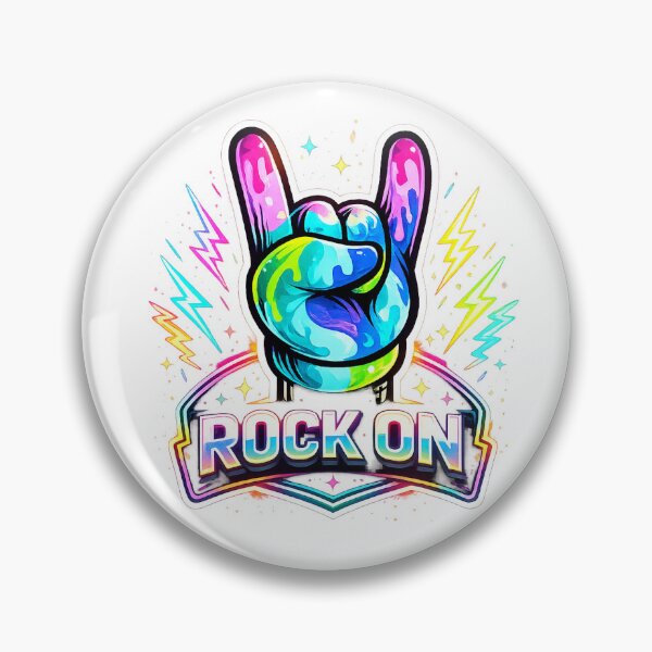 Item preview, Rock On Neon Hand Sticker designed and sold by Pixel & Punchlines.