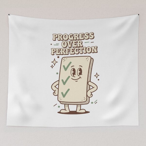 Item preview, Progress Over Perfection Retro Productivity Quote Design designed and sold by DIRTYSKETCHH.