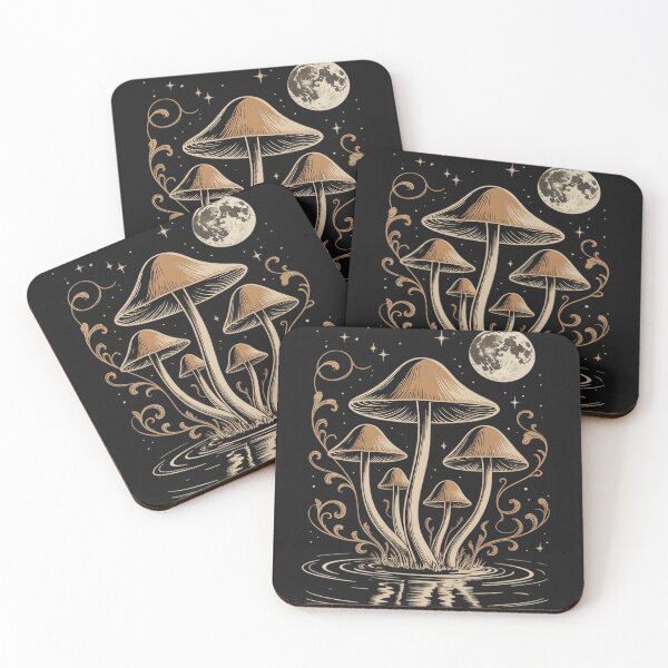 Item preview, Cottagecore Mushrooms & Full Moon Whimsical Art Mystical designed and sold by BlueCreator-inc.