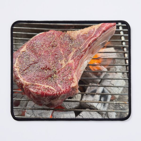 Item preview, rib eye steak cooking on hot coals designed and sold by jonnh.