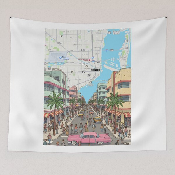 Item preview, Miami Art Deco Print | Retro Travel Poster Wall Art | Vintage Florida Decor | Tropical City Illustration designed and sold by shopcanva.
