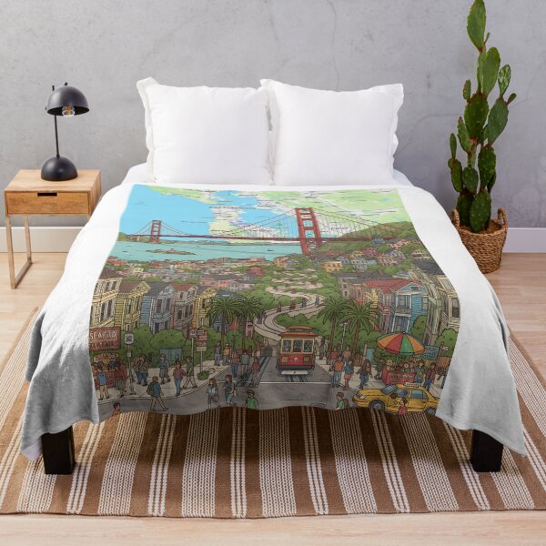 Artikelvorschau, San Francisco-Kunstdruck | Vintage-Reiseposter | Illustration einer kalifornischen Stadt | Dekoration für viktorianische Häuser entworfen und verkauft von shopcanva.