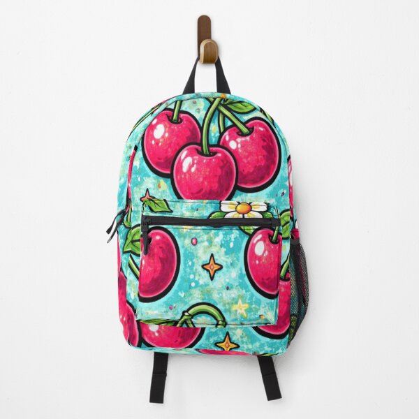 Item preview, Kawaii Cherry Pattern on Teal – Cute Sparkly Fruit designed and sold by VividOddityCo.