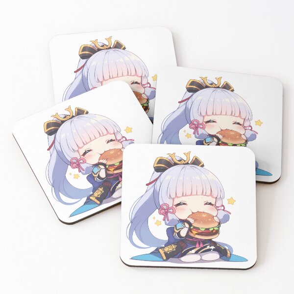 Item preview, Kamisato Ayaka Genshin Impact Game Chibi Kawaii Burger Anime Girl Sweet designed and sold by mildaclairmo.