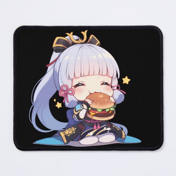 Item preview, Kamisato Ayaka Genshin Impact Game Chibi Kawaii Burger Anime Girl Sweet designed and sold by mildaclairmo.
