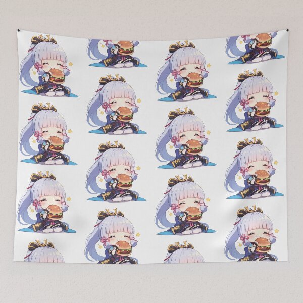 Item preview, Kamisato Ayaka Genshin Impact Game Chibi Kawaii Burger Anime Girl Sweet designed and sold by mildaclairmo.