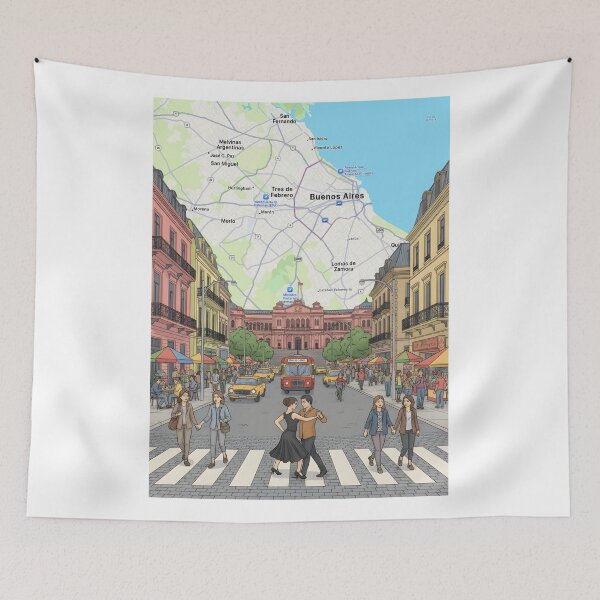 Item preview, Buenos Aires Print | Argentina Travel Poster Wall Art | Latin American City Illustration | Romantic Street Decor designed and sold by shopcanva.