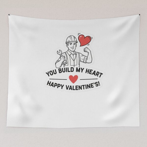Item preview, You Build My Heart – Funny Construction Valentine’s Day Sticker designed and sold by Gurjeetpixelart.