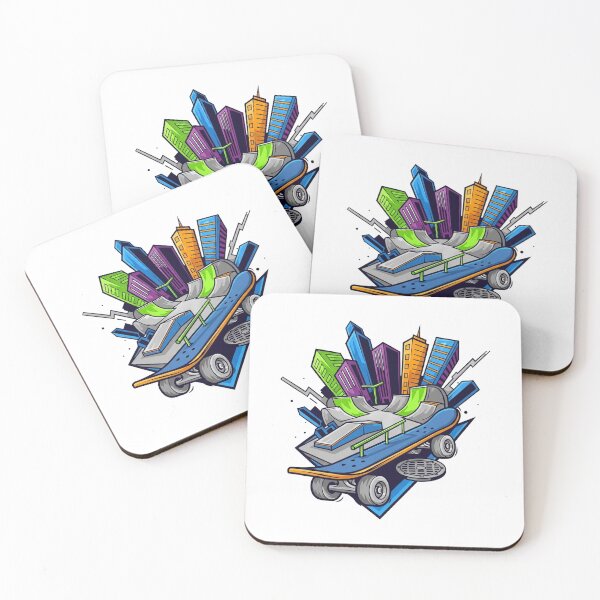 Item preview, Skatepark in the middle of a vibrant, neon-lit metropolis designed and sold by VerizalShop.