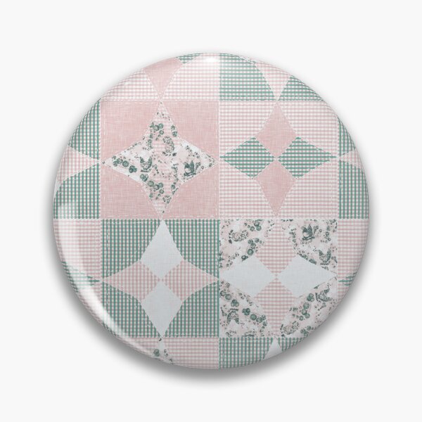 Item preview, Fabric in Retro Country Chicken Feed Sack Cheater Quilt - Pink & Teal Green Gingham designed and sold by LoveAlways-AEP.