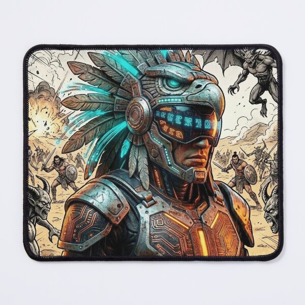 Item preview, Cyberpunk Aztec Warrior: Neo-Trad Mech Edition designed and sold by StickersArcoiris.