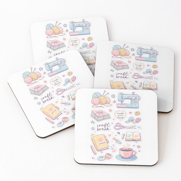 Item preview, Cozy Craft Break Pastel Sticker Sheet DIY Creative Art designed and sold by goodcrystals.
