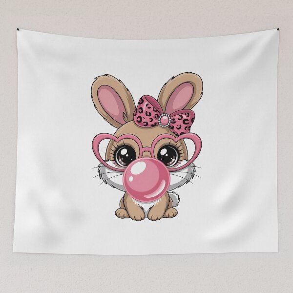 Item preview, Cute Bunny Rabbit Face Leopard Glasses Girl Happy Easter Day designed and sold by FaithAbbott.