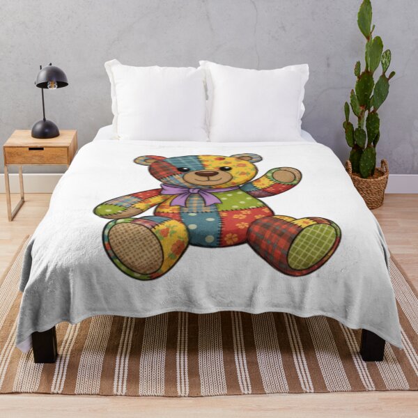 Item preview, Cute Patchwork Teddy Bear Illustration – Colorful Handmade Quilt Style Toy Art designed and sold by Gurjeetpixelart.