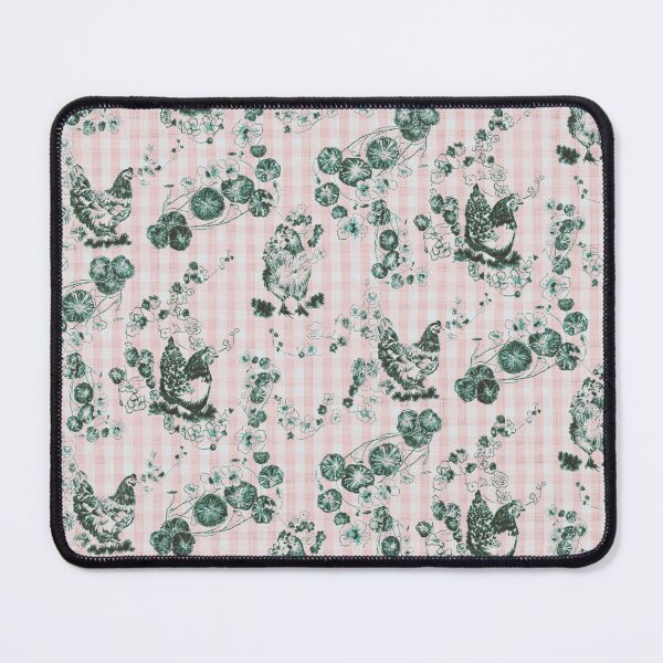 Item preview, Pink & Green Chicken Chinoiserie on Vintage Feed Sack Gingham designed and sold by LoveAlways-AEP.