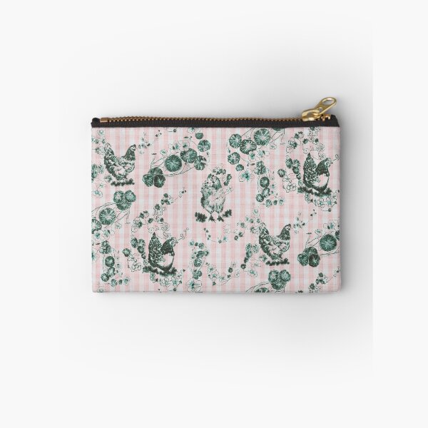 Item preview, Pink & Green Chicken Chinoiserie on Vintage Feed Sack Gingham designed and sold by LoveAlways-AEP.