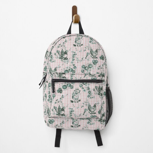 Item preview, Pink & Green Chicken Chinoiserie on Vintage Feed Sack Gingham designed and sold by LoveAlways-AEP.