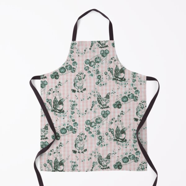 Item preview, Pink & Green Chicken Chinoiserie on Vintage Feed Sack Gingham designed and sold by LoveAlways-AEP.