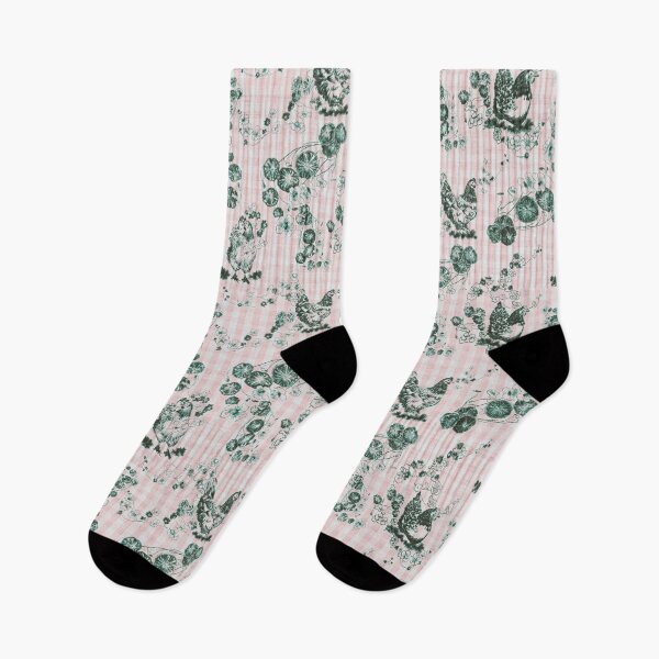Item preview, Pink & Green Chicken Chinoiserie on Vintage Feed Sack Gingham designed and sold by LoveAlways-AEP.