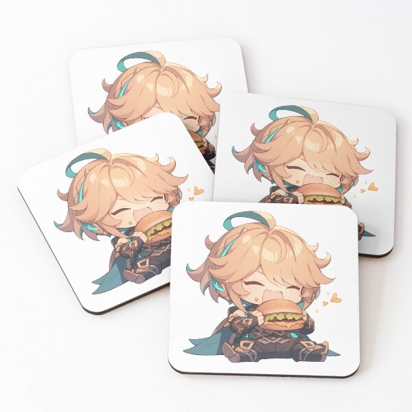 Item preview, Alhaitham Genshin Impact Game Chibi Kawaii Burger Blonde Hair Cute Calm Joy designed and sold by mildaclairmo.