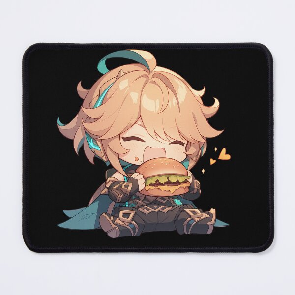 Item preview, Alhaitham Genshin Impact Game Chibi Kawaii Burger Blonde Hair Cute Calm Joy designed and sold by mildaclairmo.