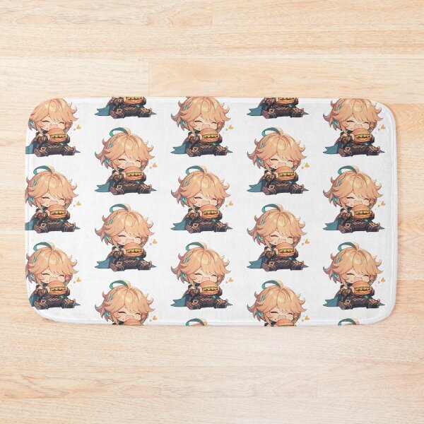 Item preview, Alhaitham Genshin Impact Game Chibi Kawaii Burger Blonde Hair Cute Calm Joy designed and sold by mildaclairmo.