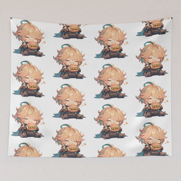Item preview, Alhaitham Genshin Impact Game Chibi Kawaii Burger Blonde Hair Cute Calm Joy designed and sold by mildaclairmo.