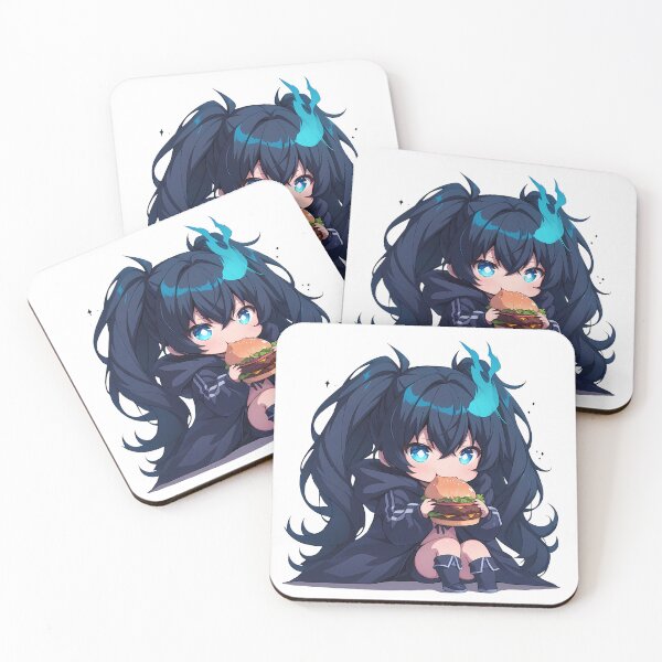 Item preview, Black Rock Shooter Anime Girl Chibi Kawaii Burger Blue Flame Dark Cute designed and sold by mildaclairmo.