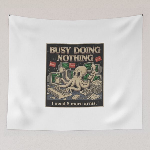 Item preview, Busy Doing Nothing Octopus – Funny Office Burnout 90s Vintage Graphic designed and sold by FakeJoo.
