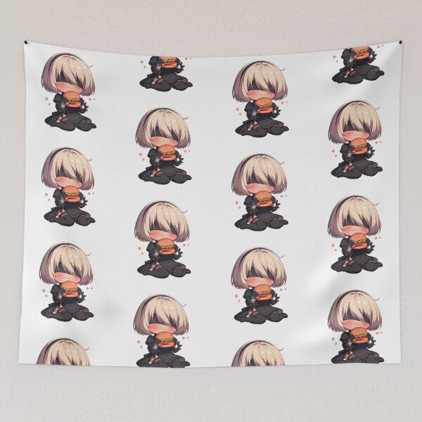 Item preview, 2B Nier Automata Game Girl Chibi Kawaii Burger Blindfold Black Outfit Anime designed and sold by mildaclairmo.