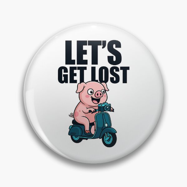 Item preview, Lets Get Lost - Cute Pig – Funny Scooter Adventure Cartoon Style designed and sold by Taans-Creation.